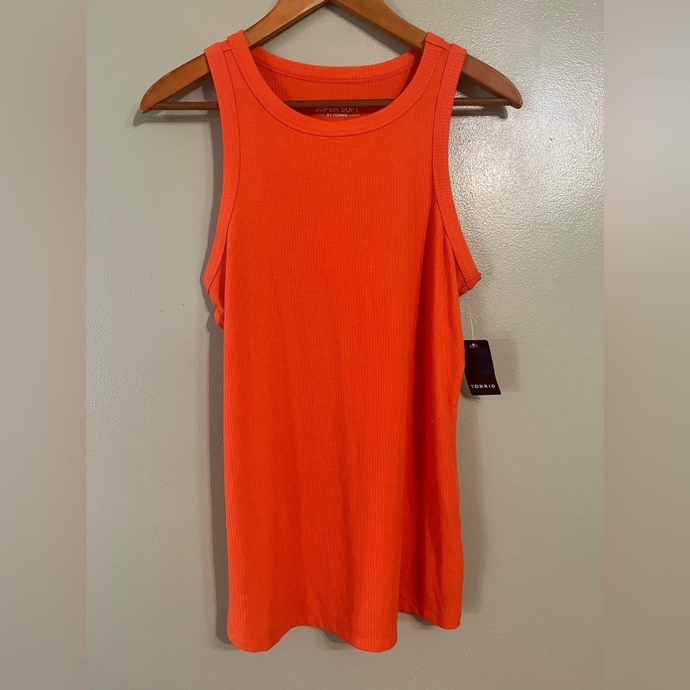 Supersoft By Torrid Rib Knit Orange Sleeveless Top Stretch Size 0/L NWT